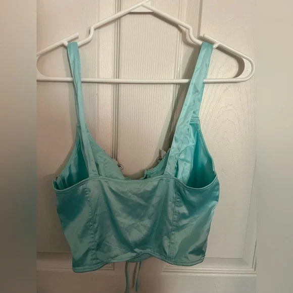 Victoria Secret Floral Embroidered Aqua Corset Top Bralette - Picture 5 of 6